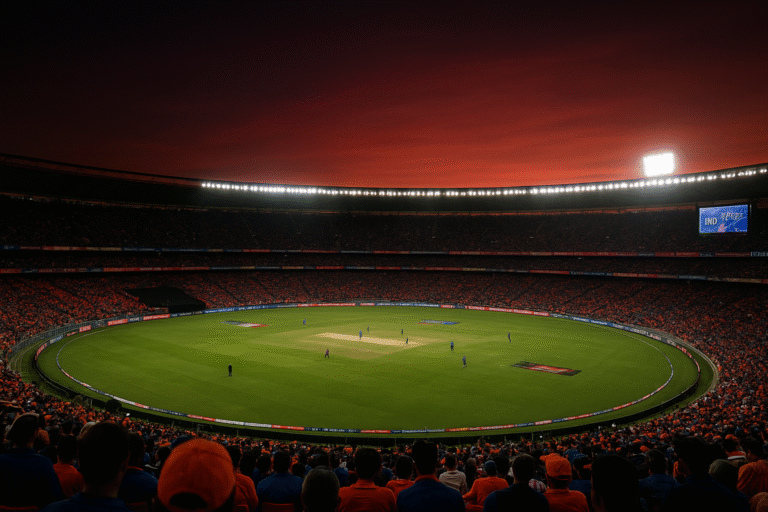 Crowd watching a live cricket match in India, representing batters who can bowl in Indian cricket.