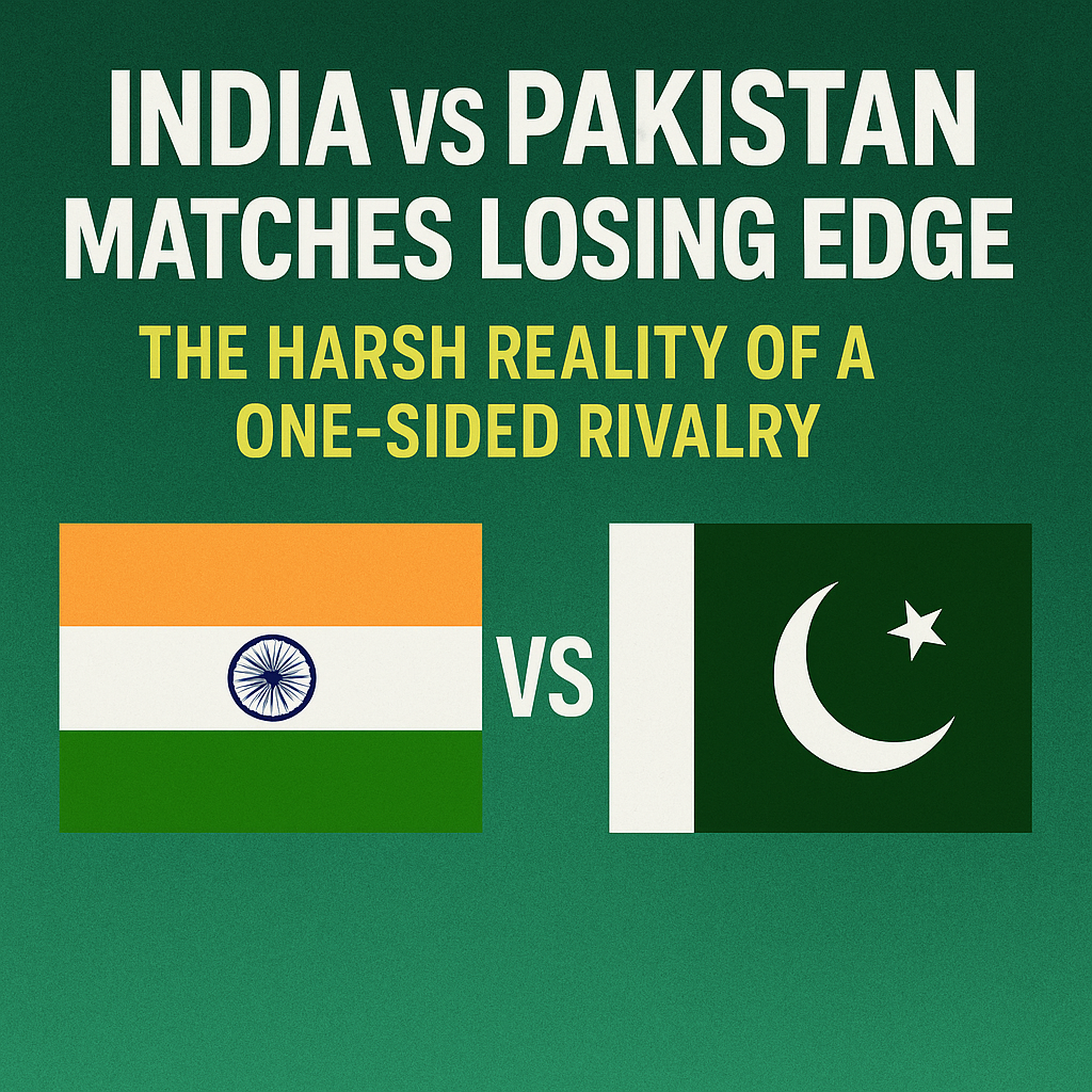 India vs Pakistan matches losing edge graphic showing national flags and the rivalry’s one-sided reality.
